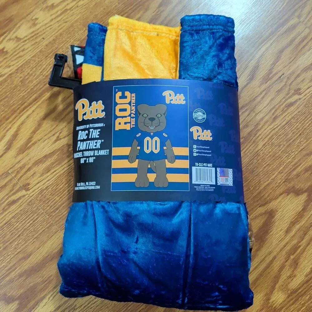 Sleep Squad Pittsburgh Panthers Mascot 60” x 80” Raschel Plush Roc Throw Blanket